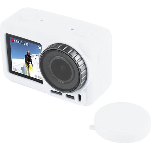 PULUZ siliconen beschermhoes met lensafdekking voor DJI Osmo Action (wit)