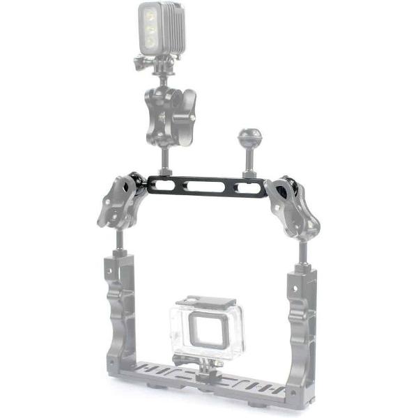 PULUZ 7.87 inch 20cm aluminium dubbele ballenarm voor onderwaterlamp / videolamp, baldiameter: 2,54cm (zwart)
