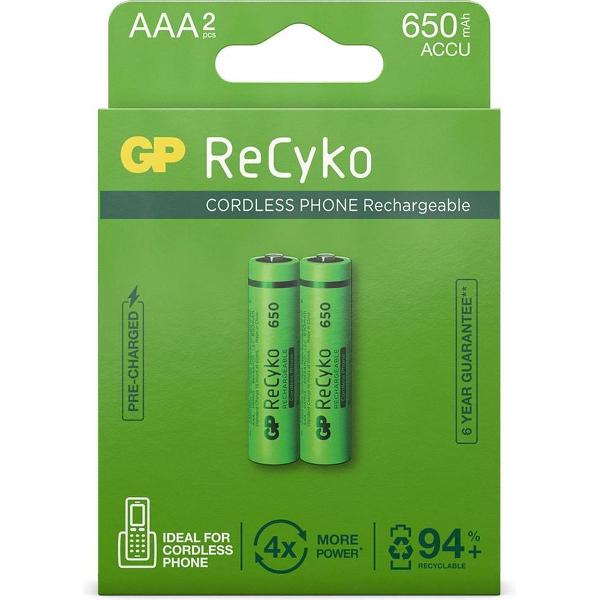 GP ReCyko Rechargeable AAA batterijen (650mAh) - 2 stuks