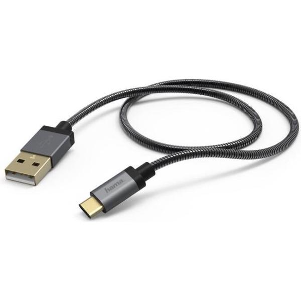 Hama Oplaad-/gegevenskabel Metall USB Type-C 1,5 M Antraciet