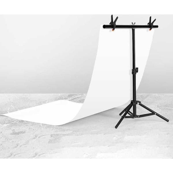 70x75 cm T-vorm Fotostudio Achtergrond Ondersteuning Stand Achtergrond Lat Beugel Kit met Clips, Geen Achtergrond