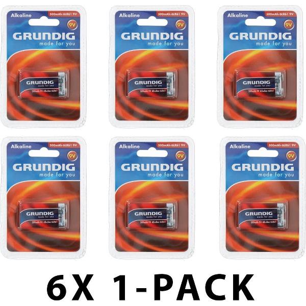 Grundig 9V 6LR61 Alkaline Batterijen – Voordeelverpakking 6 stuks