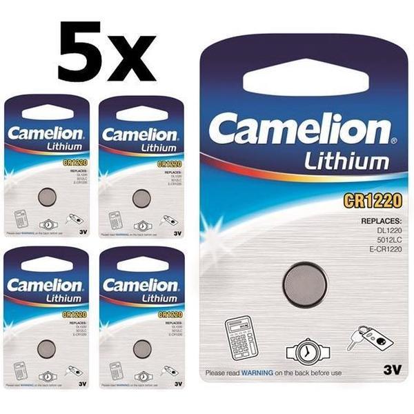 5 Stuks ( 5Blister a 5st ) Camelion CR1220 3V 40mAh lithium knoopcelbatterij