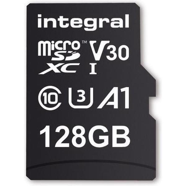 Integral INMSDX128G-100V30 128GB MICRO SD CARD MICROSDXC UHS-1 U3 CL10 V30 A1 UP TO 100MBS READ 45MBS WRITE flashgeheugen MicroSD UHS-I