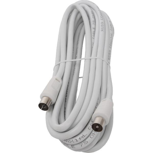 Coax Kabel - Aigi Crito - 5 Meter - Rechte Connectoren - Wit