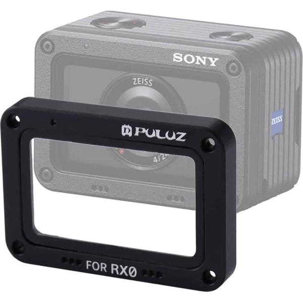PULUZ voor Sony RX0 Aluminiumlegering Vlam + gehard glas Lensbeschermer met schroeven en schroevendraaiers (zwart)