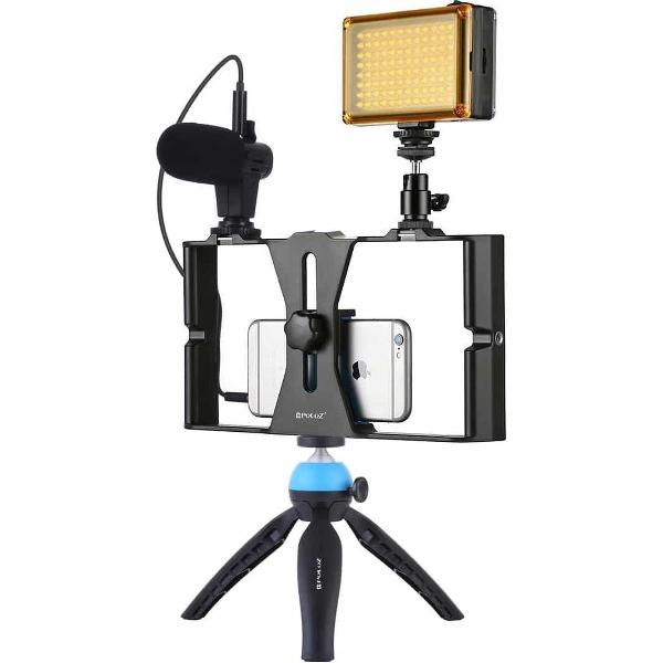 PULUZ 4 in 1 Live-uitzending LED Selfie Light Smartphone-videotoestkits - Blauw