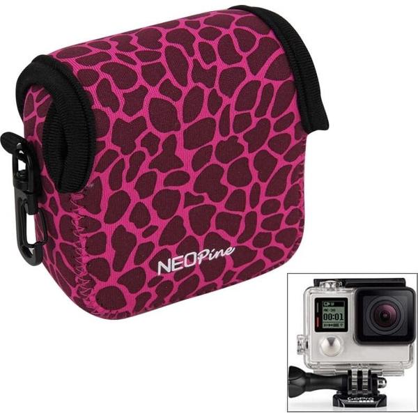 NEOPine GN-5 Leopard Texture GoPro Accessoires Waterdichte behuizing Neopreen innerlijke beschermende tas Camera tas voor GoPro HERO5 / 4/3 + / 3/2/1 (magenta)