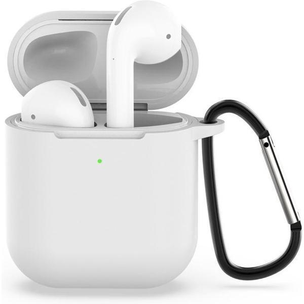 By Qubix - AirPods siliconen hoesje voor AirPods 1/2 - Wit + handige clip - AirPods hoesjes