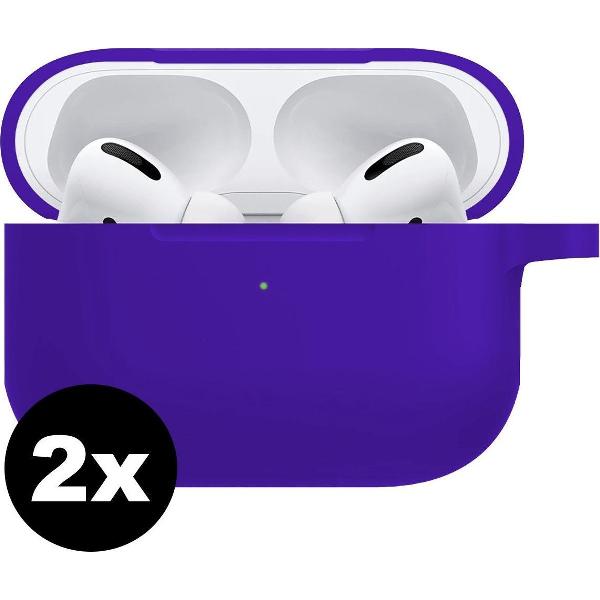 Hoes Voor Apple AirPods Pro Hoesje Siliconen Case - Donker Blauw - 2 PACK