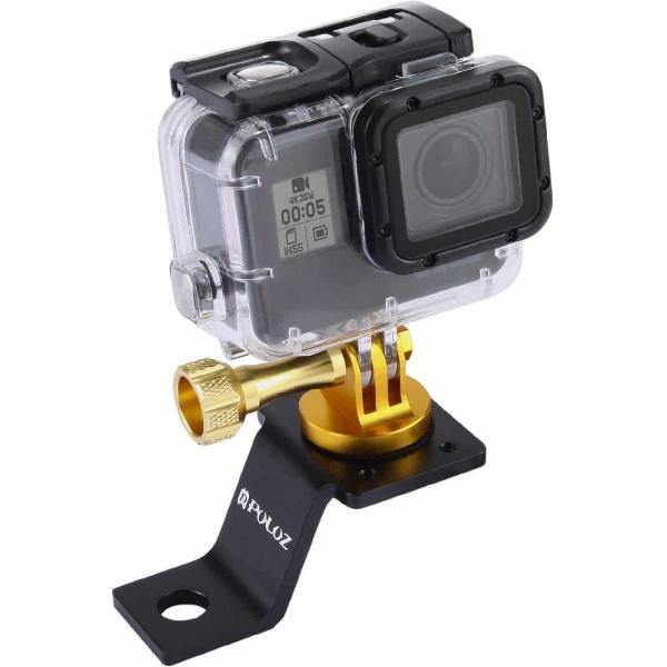 PULUZ aluminium motorfiets vaste houder met statiefadapter en schroef voor GoPro NIEUWE HERO / HERO6 / 5 sessie / 5/4 sessie / 4/3 + / 3/2/1, Sony RX0, andere sportcamera's (goud)