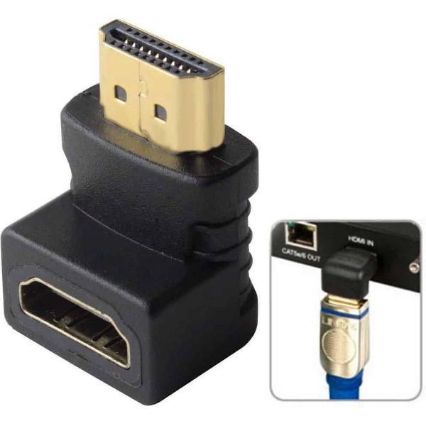 HDMI 19Pin Mannelijk naar HDMI 19Pin Vrouwelijk 90 graden hoekadapter (goudkleurig) (zwart)