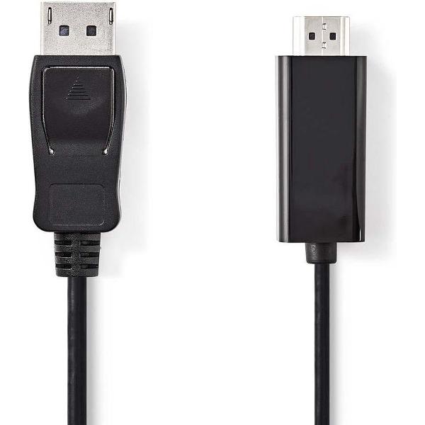 DisplayPort-Kabel | DisplayPort Male | HDMI™ Connector | 4K@30Hz | Vernikkeld | 1.00 m | Rond | PVC | Zwart | Polybag