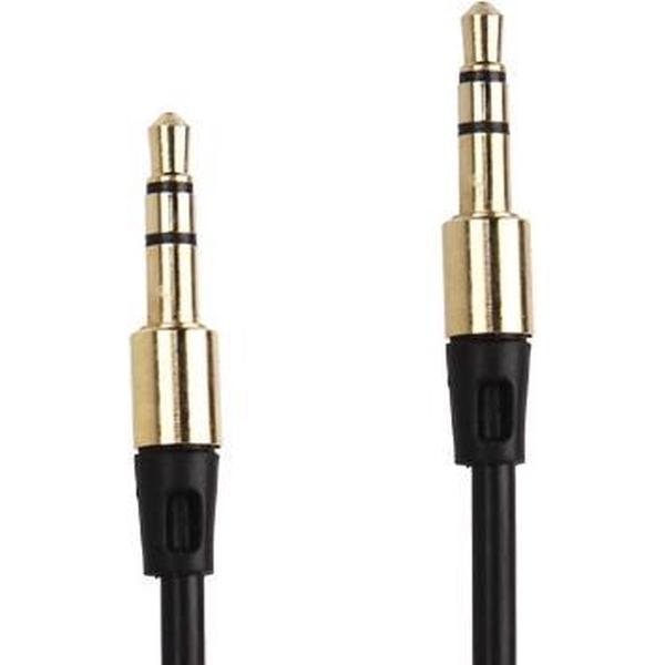 3,5 mm goldplating jack koptelefoonkabel voor iPhone / iPad / iPod / MP3, lengte: 1m (zwart)