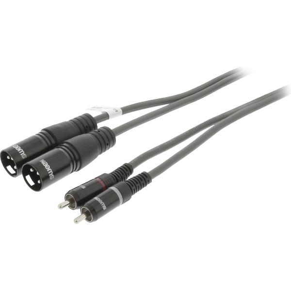 Sweex 2x XLR (m) - 2x RCA (m) stereo audiokabel - 3 meter