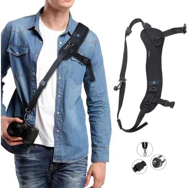 PULUZ Snelsluiting Antislip Soft Pad Nylon Ademende gebogen camerariem met metalen haak voor spiegelreflexcamera / dslr-camera's