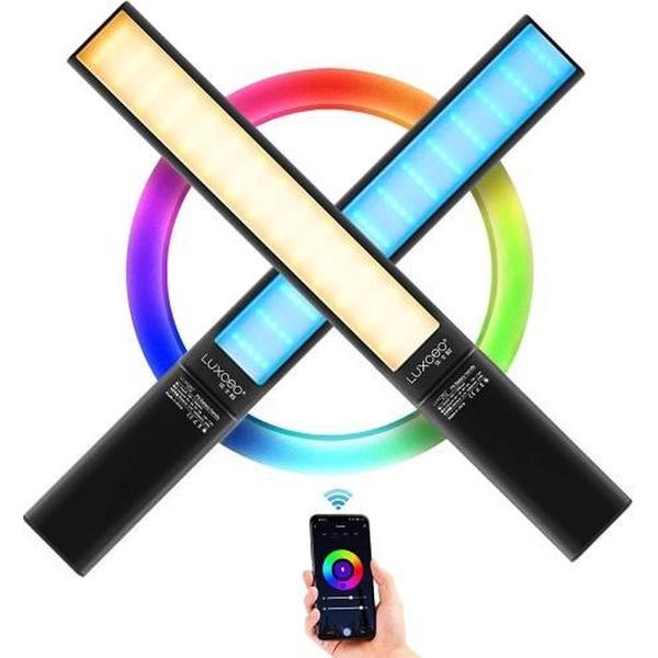 LUXCeO P6 RGB Colorful Foto LED Stick Videolamp Handheld APP-bediening Full Color LED-vullicht (zwart)