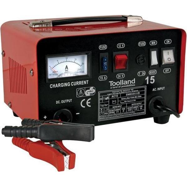 Toolland Loodacculader Enkelfasig 12/24v 7-9a Rood/zwart