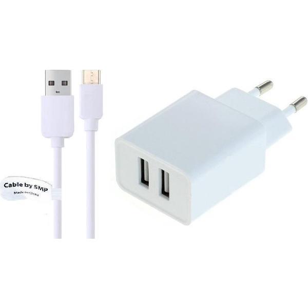 2,4A oplader en oplaadkabel. 2 m Oplaadsnoer met adapter stekker Past ook op Huawei. Ascend P8 max + Plus, W1, W2, Y, Y100, Y200, Y201 Pro, Y210D, Y220, Y221, Y3