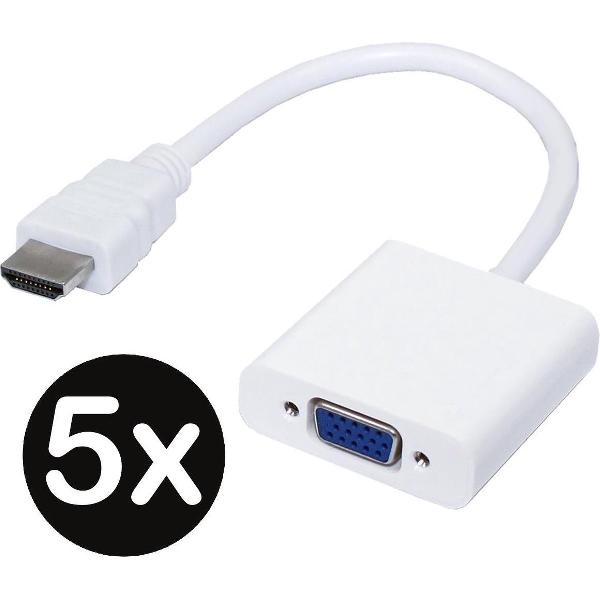 HDMI naar VGA Adapter Kabel Converter 1080p Full HD - Wit - 5 PACK
