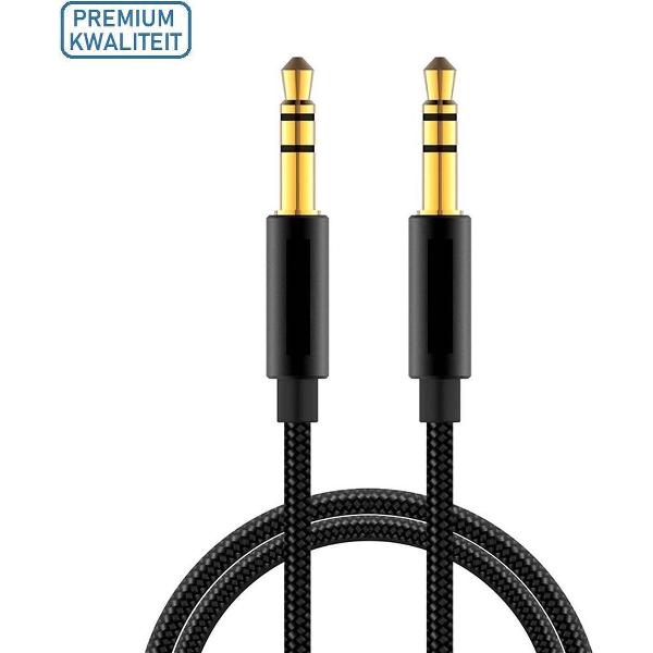 3 METER |3.5MM Jack Aux Male Kabel Naar 3.5MM Jack Male Adapter|Woven|Gold Plated |Premium Kwaliteit |Zwart / Black