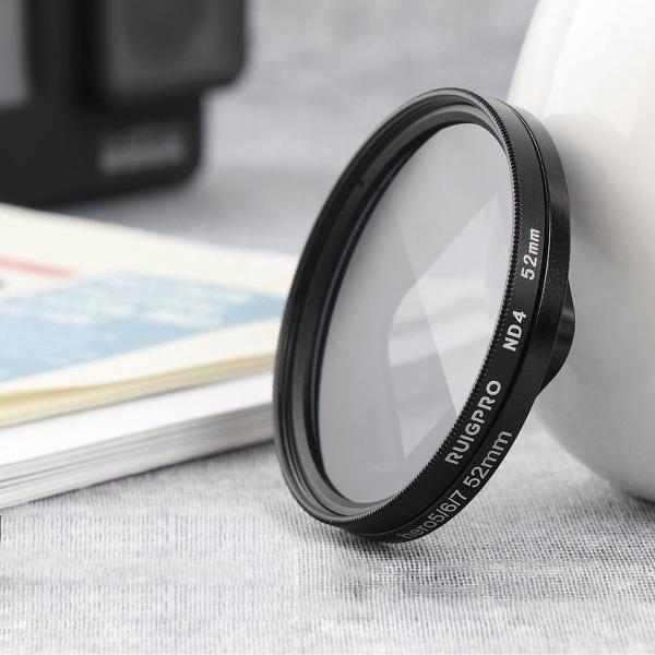 RUIGPRO voor GoPro HERO 7/6 / 5 Professional 52 mm ND4 lensfilter met filteradapterring en lensdop