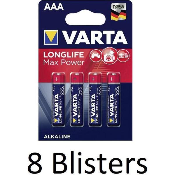 32 Stuks (8 Blisters a 4 st) Varta Longlife Max Power AAA Batterijen