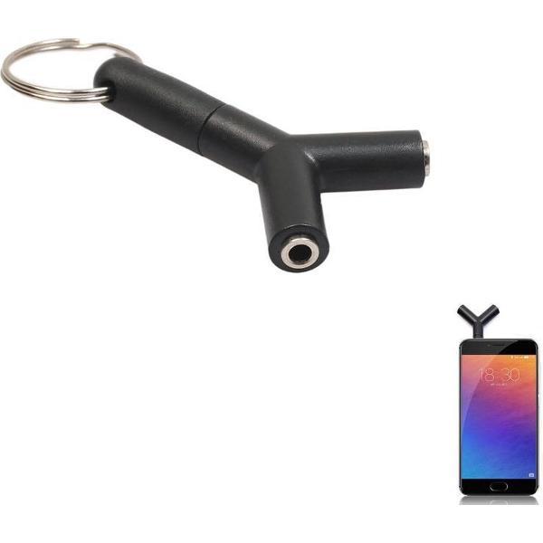 DrPhone 2 in 1 Female Aux + 1 Male Aux – Dubbele Aux Converter – 3.5mm jack – Zwart