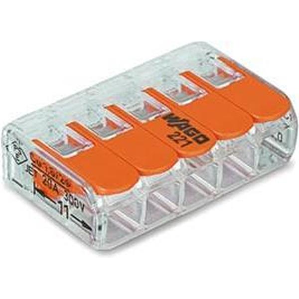 COMPACTE VERBINDINGSKLEM 5 x 0.2 - 4 mm² VOOR ALLE KABELSOORTEN (WG221415)