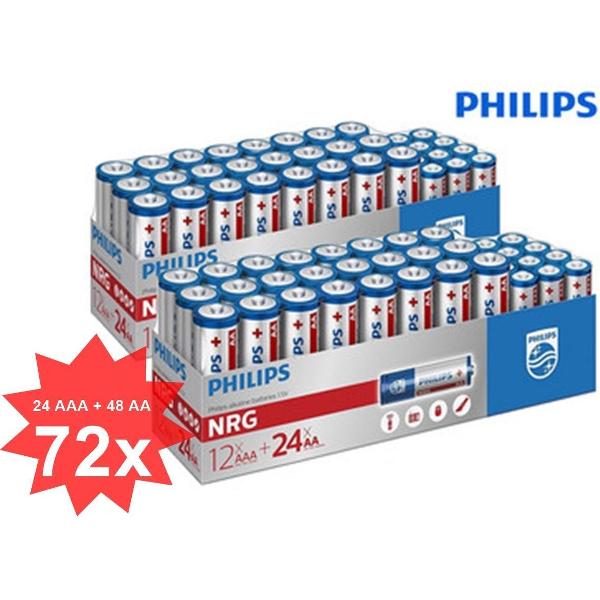 Philips Power Pack - NRG Alkaline AA AAA - 72 Stuks (24x AA + 48x AA)