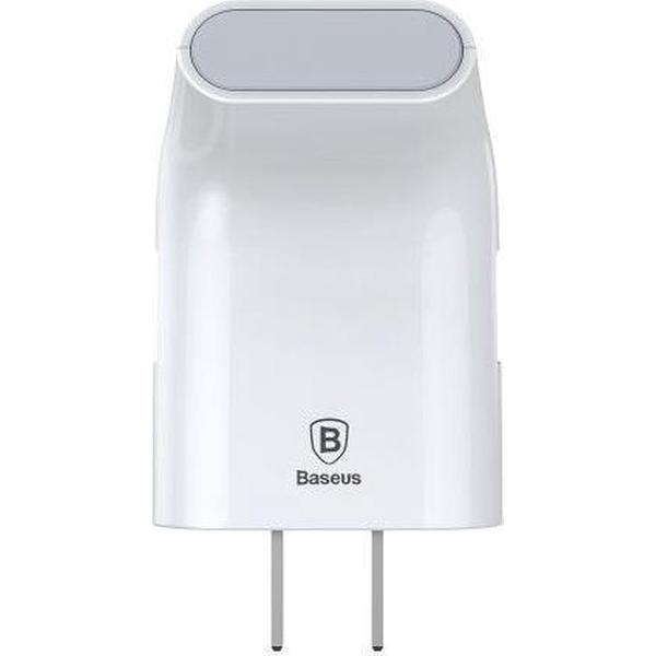 BASEUS Gebogen dubbele USB-poort 2.4A draagbare wandoplader voor iPhone iPad - Wit / CN standaard