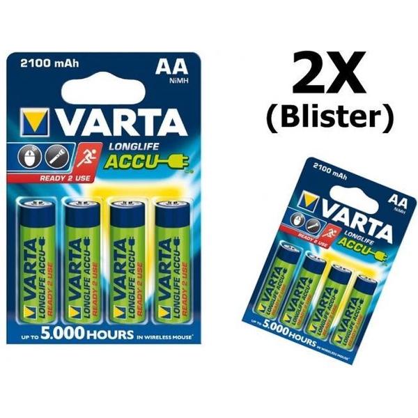 8 Stuks (2 blisters a 4stk) - Varta Oplaadbare Battery AA 2100mAh 56706