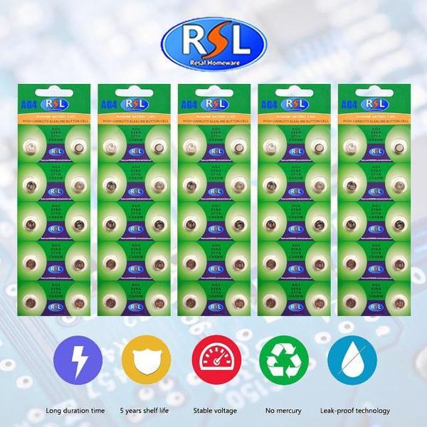 RSL AG4 Lithium Knoopcel Batterijen 50 Stuks Voordeelverpakking