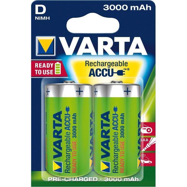 Varta oplaadbare batterijen - Varta Power Accu D - Batterij NiMH D/LR20 1.2 V 3000 mAh R2U 2-blister