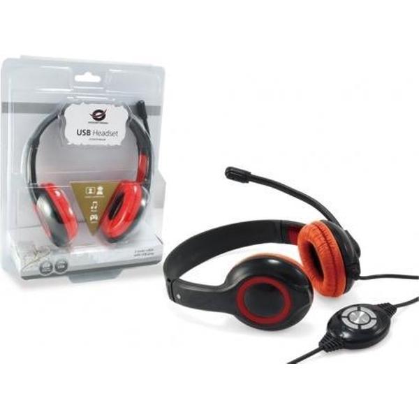 Conceptronic CCHATSTARU2R hoofdtelefoon/headset Hoofdband Rood