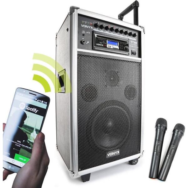 Vonyx ST100 MK2 Mobiele geluidsinstallatie 8 inch BT/CD/MP3/UHF