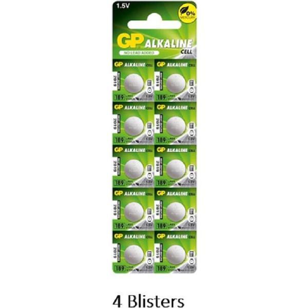 40 stuks (4 blisters a 10 stuks) GP Alkaline 189/V10GA