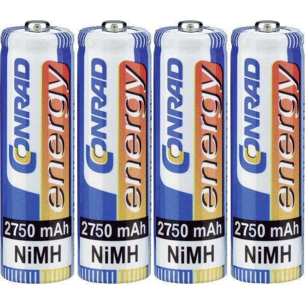 Conrad energy HR06 Oplaadbare AA batterij (penlite) NiMH 2750 mAh 1.2 V 4 stuks