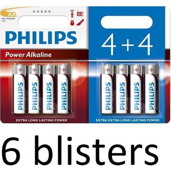 48 Stuks (6 Blisters a 8 st) Philips Power Alkaline Batterij LR6P8BP/10