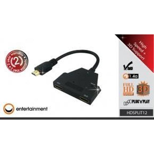 Ebode HDSPLIT12 HDMI splitter [2x HDMI 1920 x 1080 36-bit Dolby-AC3/DTS7.1 0.2m Cblack]