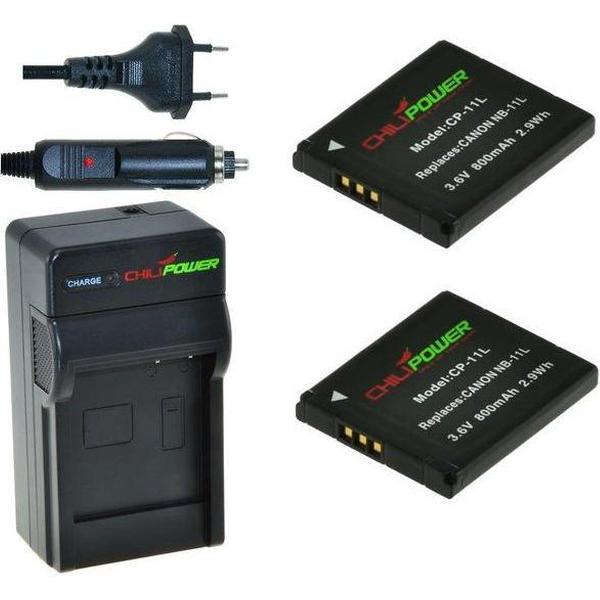 ChiliPower NB-11L Canon Kit (2 accu's + lader + 12v autosnoer)