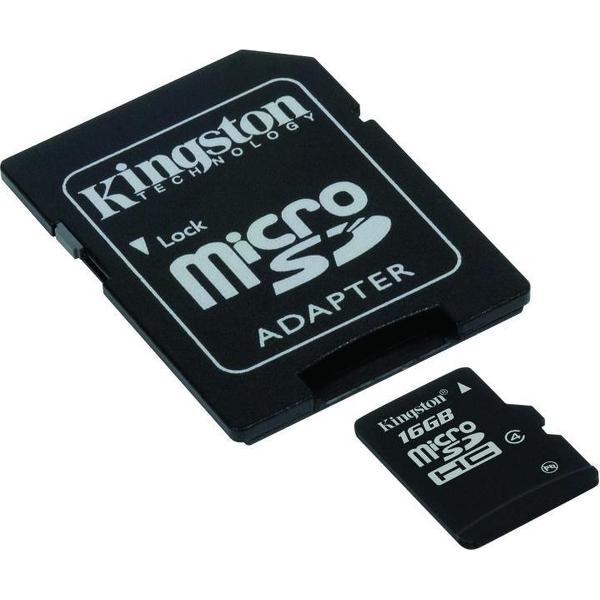 Kingston Technology microSDHC 16 GB Class 4 flashgeheugen + SD Adapter