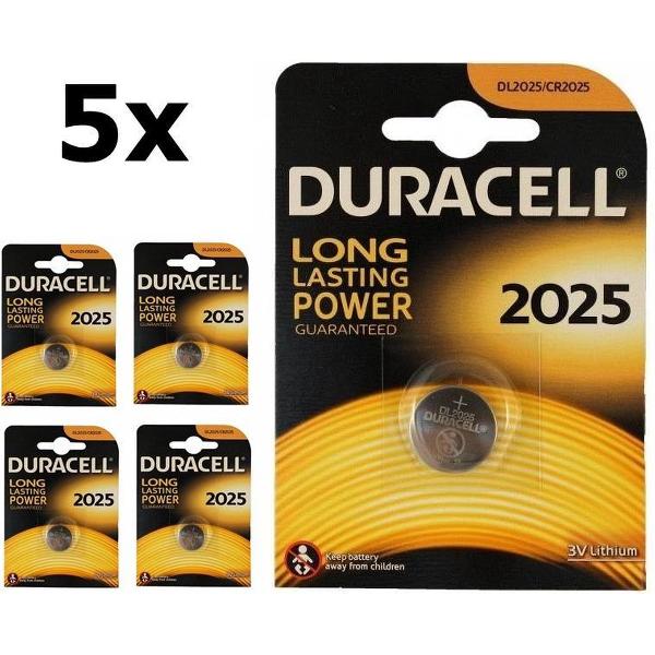 5 Stuks Duracell CR2025 3V lithium knoopcel batterij