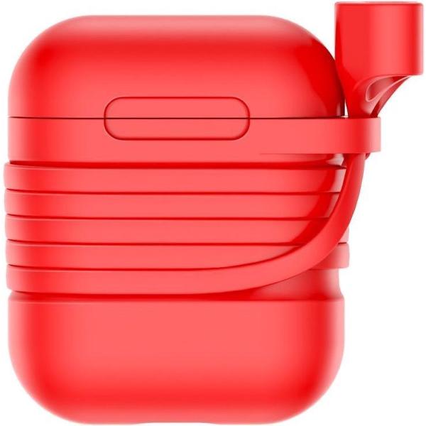 Baseus Silicone Case voor Apple AirPods met Handige Anti Verlies Strap - Rood