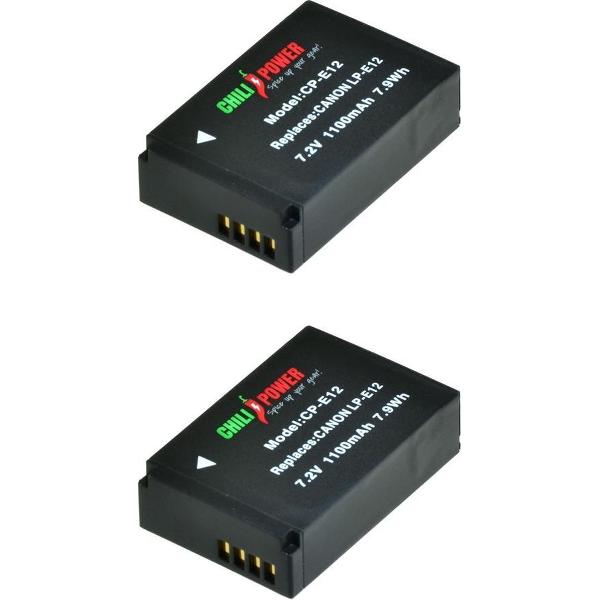 ChiliPower LP-E12 accu voor Canon - 1100mAh - 2-Pack