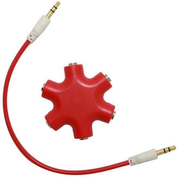 Audio splitter - koptelefoon splitter - aux splitter - Muziek delen - 3.5mm - rood