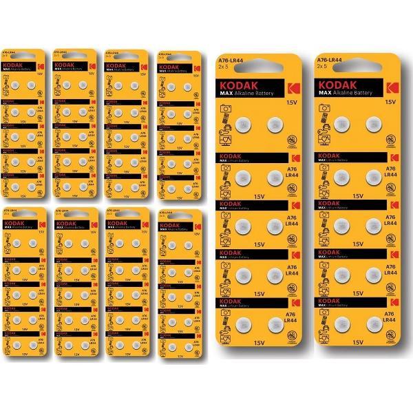 Kodak AG13/LR44/76A/V13GA/A76 1.5v Alkaline knoopcel batterij - 100 Stuks (10 Blisters a 10St)