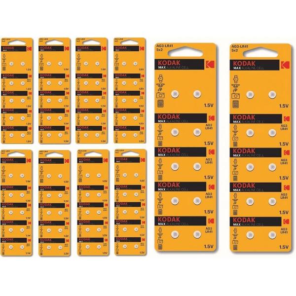 Kodak Max Alkaline AG3 SR41W/392 1.5V knoopcel batterij - 100 Stuks (10 Blisters a 10St)