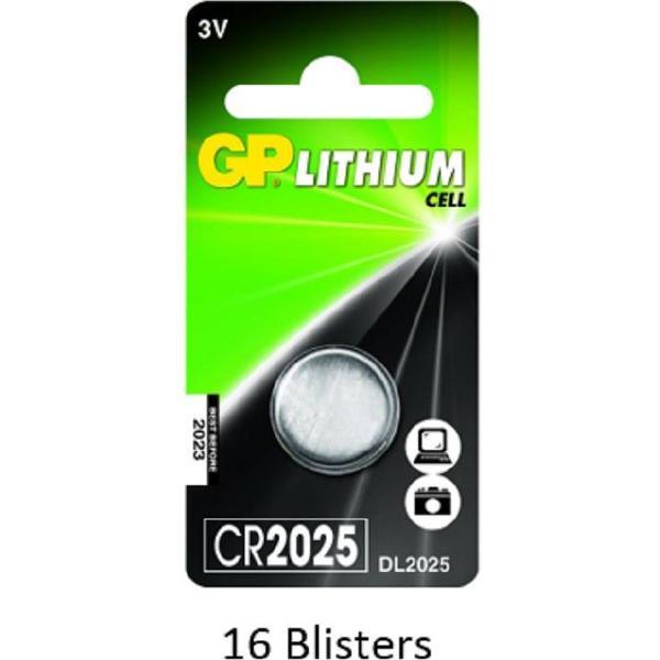 16 stuks (16 blisters a 1 stuks) GP Lithium CR2025 3V