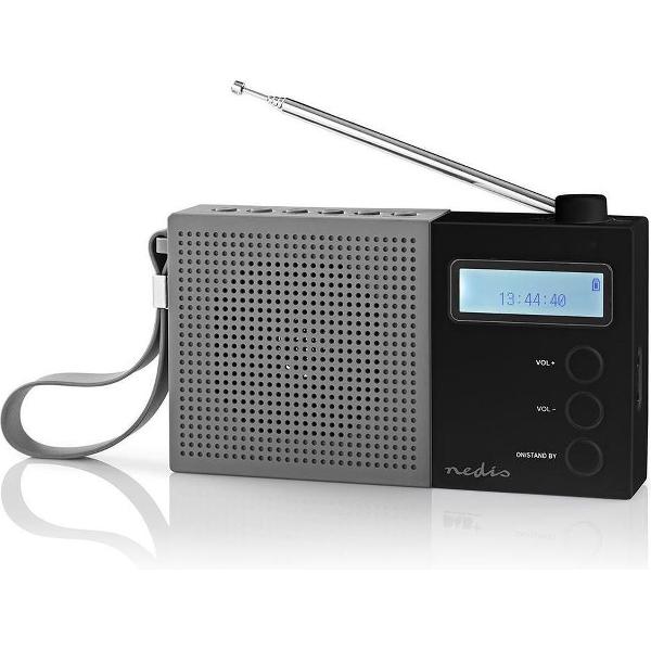 Nedis portable DAB+ radio met klok en wekker / grijs/zwart